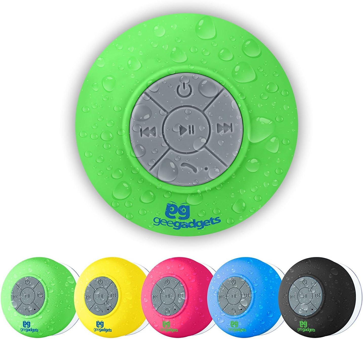 Portable Bluetooth Shower Speaker with Suction Cup - Waterproof, Built in Mic, Universal Phone & Tablet Compatibility - Green - by Gee Gadgets
