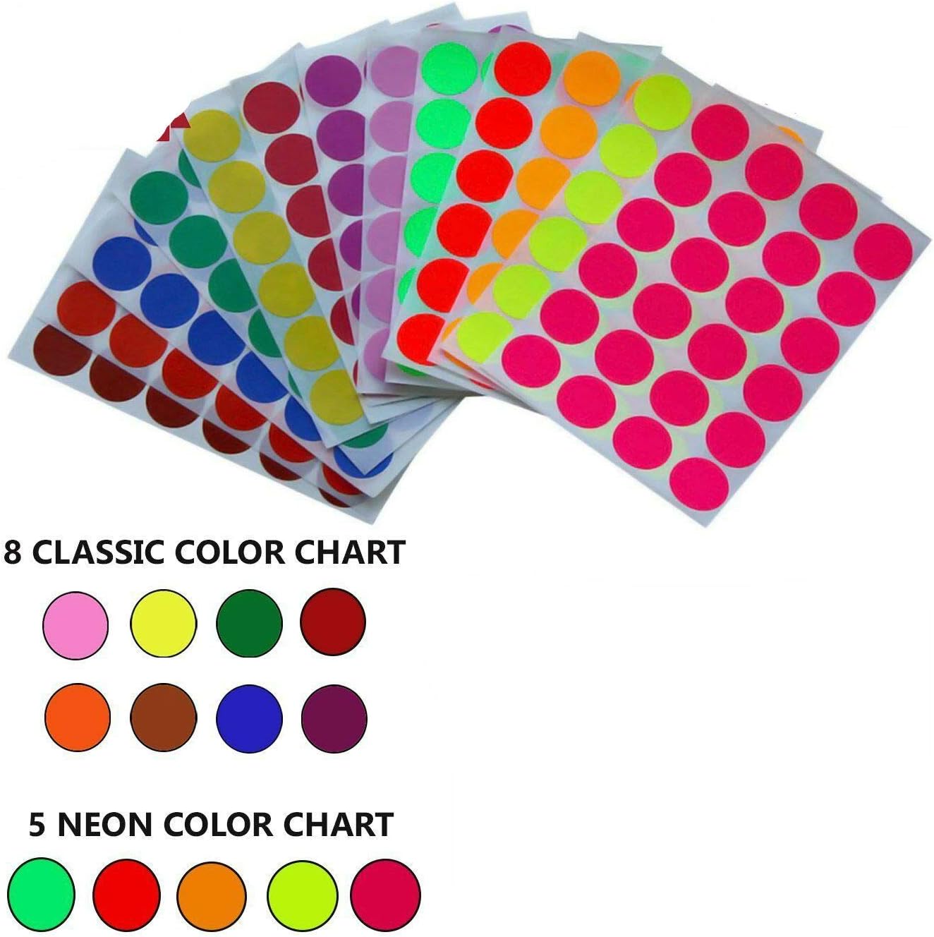 312 Pack Color Coded Dot Stickers Rounded Labels 1 Inch