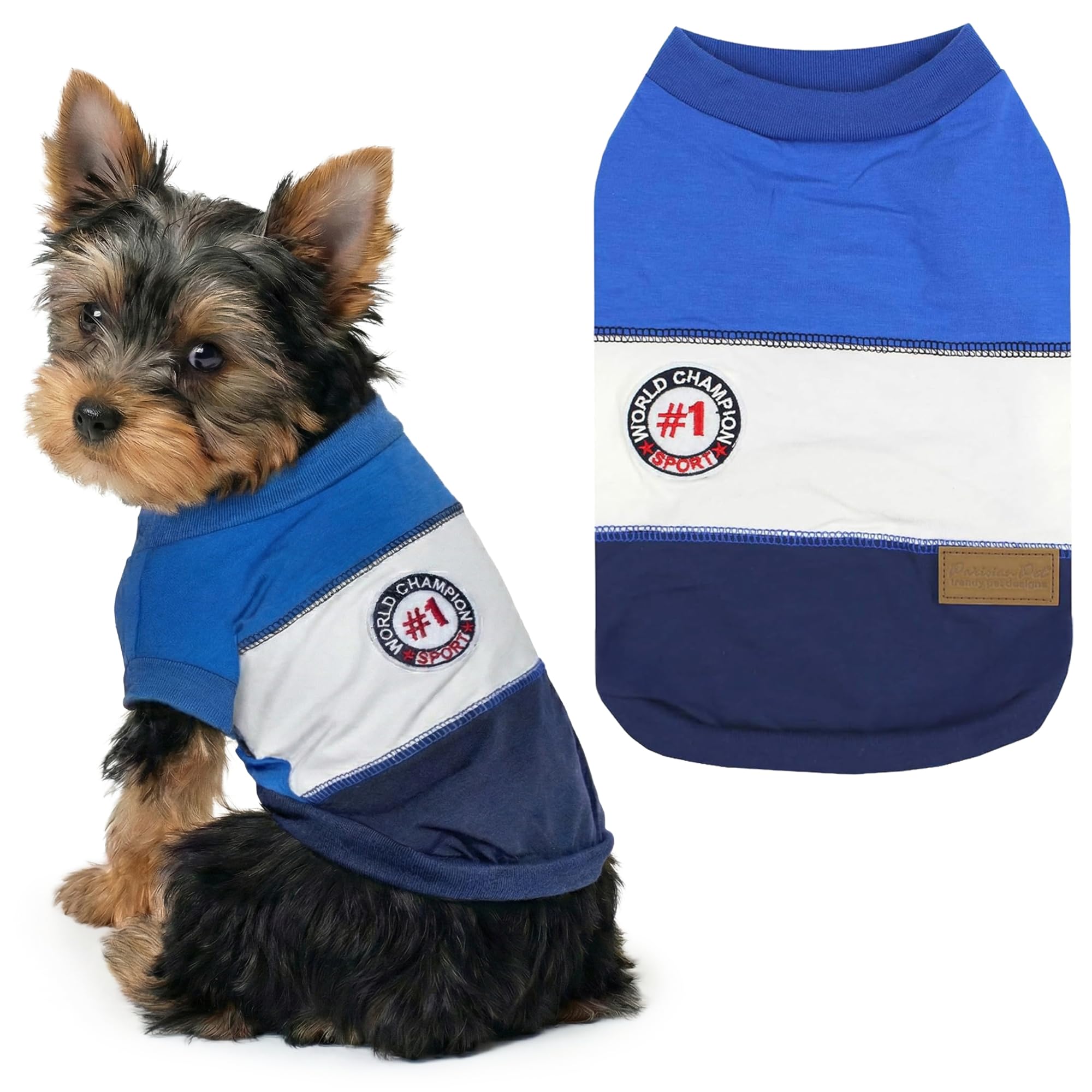 Parisian Pet Dog Clothes Cat Apparel Outfits World Champion Tank, Blue, XS