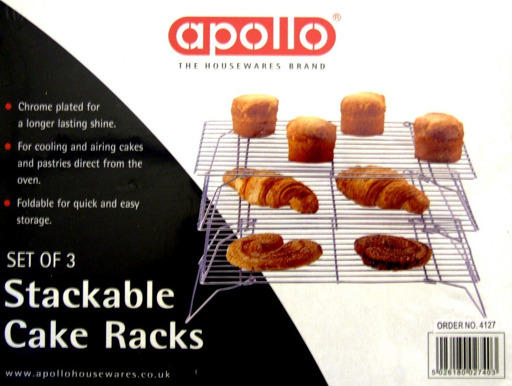 apollo THE HOUSEWARES BRAND Housewares 2740 Apollo Chr Cake Rack set3 Stackable, Plastic, Silver, One Size