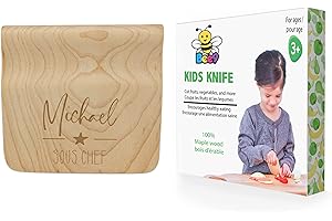 Personalized Maple Wood Toddler Knife - Custom Engraved Kids Cooking Tool | Montesssori Gift for Little Chefs