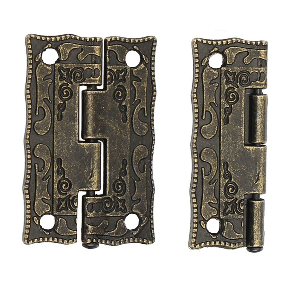 10pcs Antique Bronze Hinges Cabinet Door Drawer Decorative Mini Hinge for Jewelry Storage Wooden Box Furniture Hardware