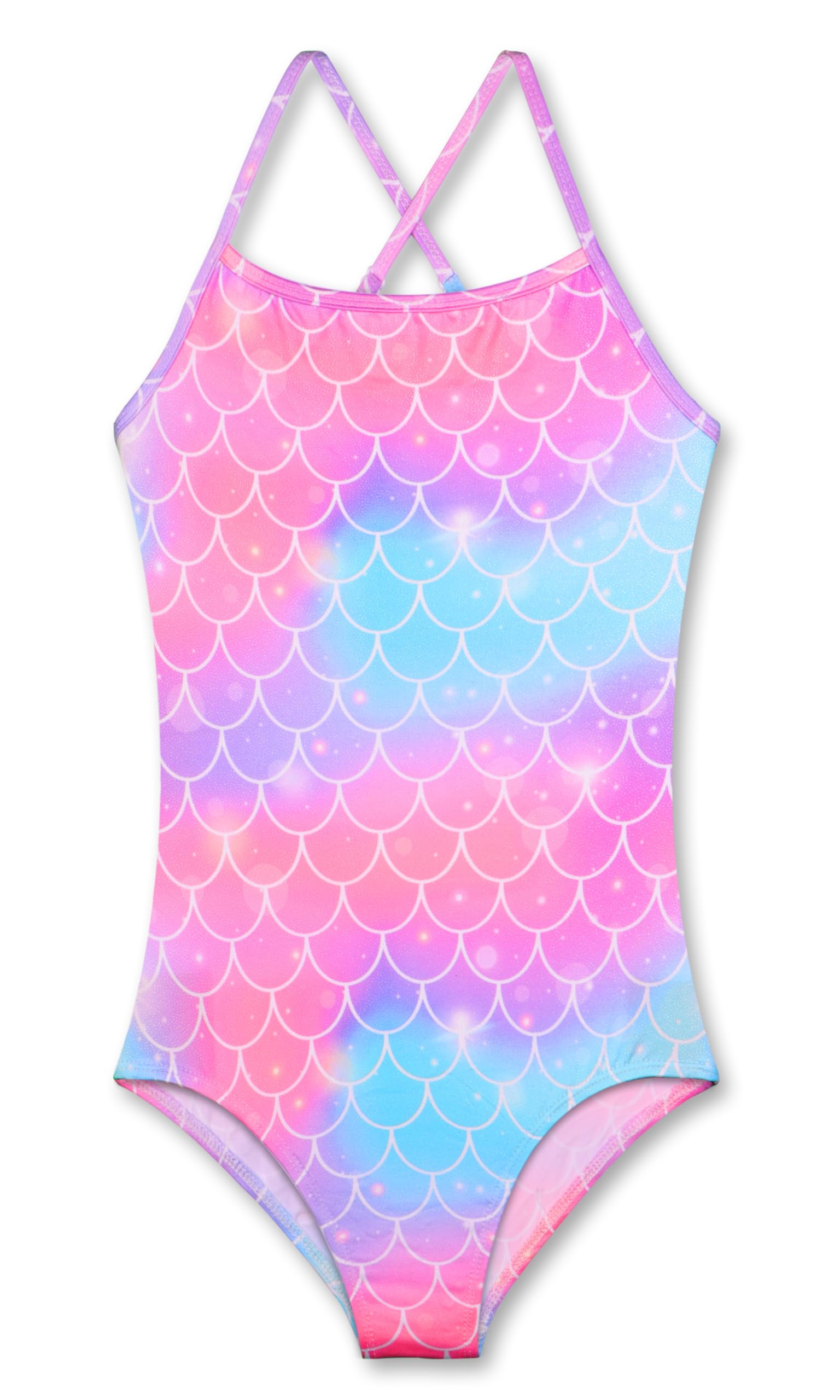 Photo 1 of KSK KAISHEK Girls Sparkle Swimsuits Quick Dry Crossback One Piece Beach Swimwear Bathing Suit with Adjustable Strap 7t - 8t