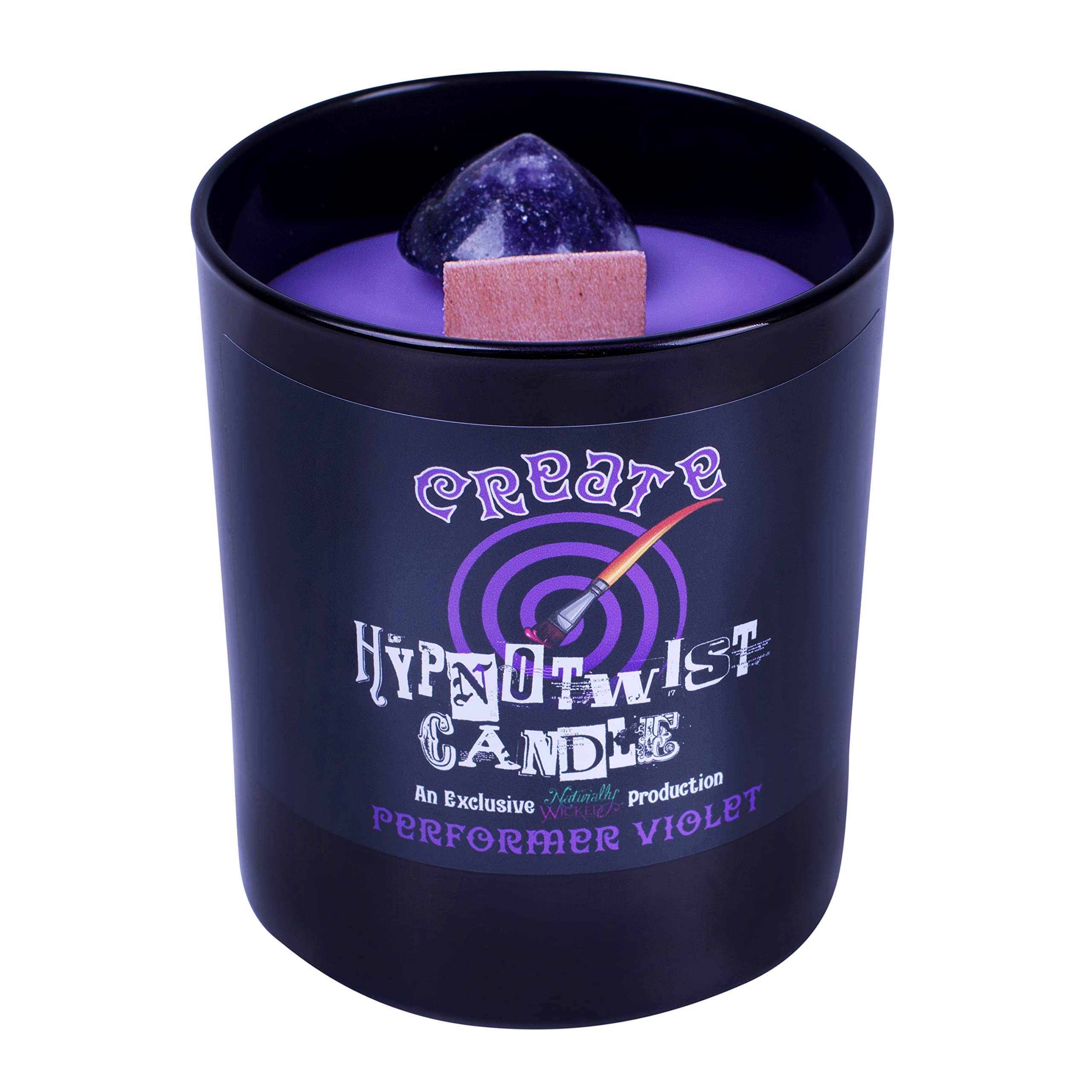 Naturally Wicked Hypnotwist Create Candle | Hypnotic Crystal Spell Candle | Inc Crystal Spinning Top