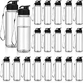 Mifoci 20 Pieces Water Bottle Bulk 17 oz Plastic Water Bottles Bulk Gym Sports Adults Reusable Large Bottles with Leak Proof Flip Top for Party Outdoor(Regular Style,Black)