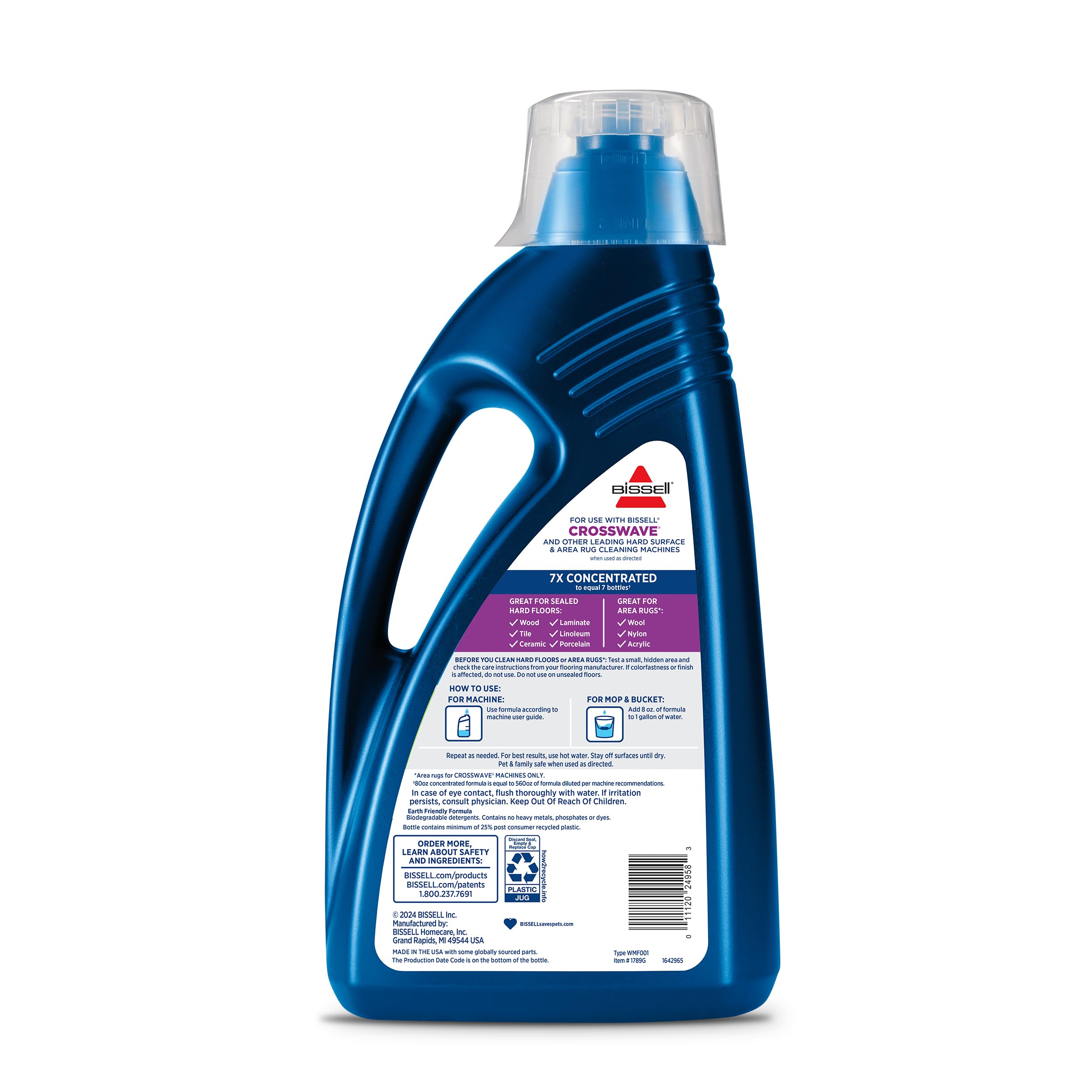 Bissell MultiSurface Floor Cleaning Formula for Crosswave and Spinwave (80 oz), 1789G