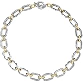 dnswez Wire Necklaces for Women, 2 Tone Link Chain Necklaces Circles Adjustable Necklaces Costume Jewelry for Women Gifts