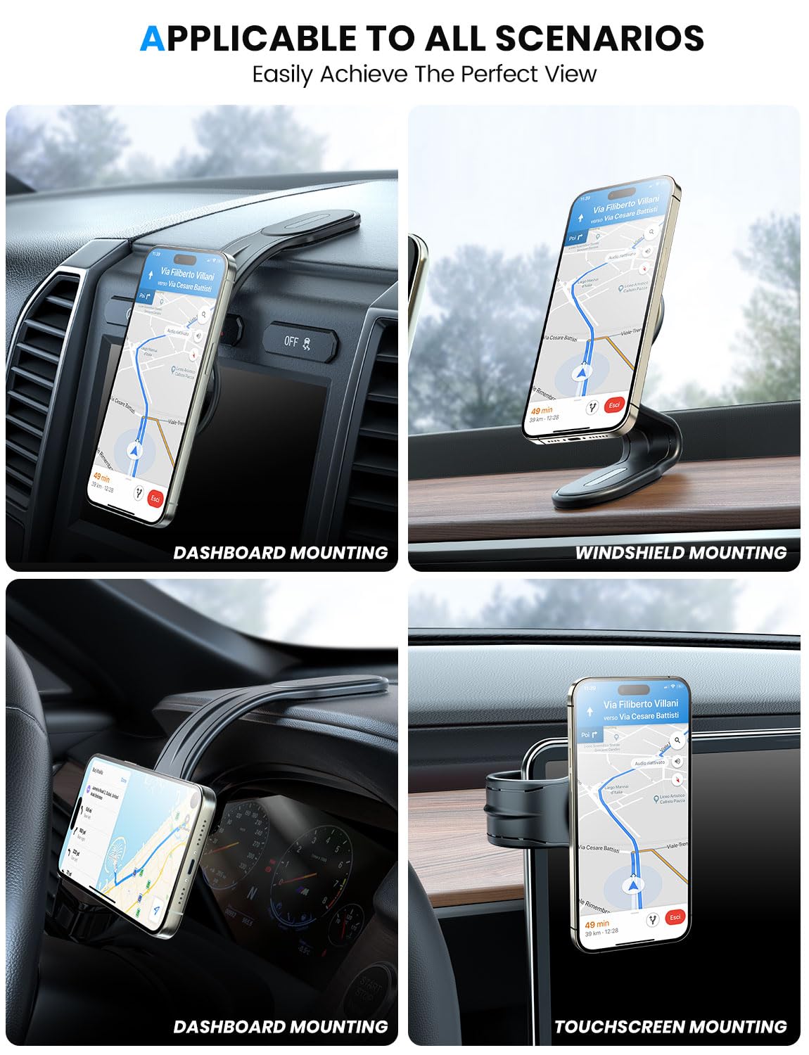 eSamcore for MagSafe Car Mount Detachable, Bendable Aluminum Arm Magnetic Phone Holder for Car【20 Strong Magnets】 Cell Phone Mount for Car Dash Fit iPhone 16 15 14 13 Pro Max Mini Mag Safe Accessories