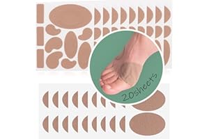 DECPROCH Moleskin for Blisters Feet, Adhesive Moleskin Pads, Multi-Shaped Moleskin Padding for Shoes, Toes, Heel | Blister Prevention and Reduce Friction - 20 Sheets (130 Pieces Total)