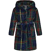 HDOBHIO Boys Girls Robes Kids Toddler Flannel Hooded Bathrobe Pajamas Sleepwear 2-16 Years