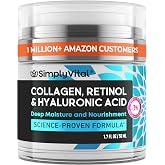 SimplyVital Face Moisturizer Retinol Collagen Hyaluronic Acid Cream 1.7 oz | Anti-Aging, Moisturizer Face Cream for Women &amp; Men, Visibly Firming, Hydrating Neck Care, Day &amp; Night Skin Care, Silky Feel
