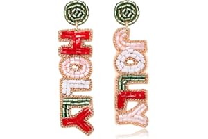 XOCARTIGE Christmas Earrings for Women Beaded Holiday Reindeer Bulb Boot Earrings Handmade Christmas Tree Drop Dangle Earrings Festive Jewelry Gifts