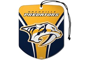 FANMATS 61598 NHL Nashville Predators Hanging Car Air Freshener, 2 Pack, Black Ice Scent, Odor Eliminator, Shield Design with Team Logo