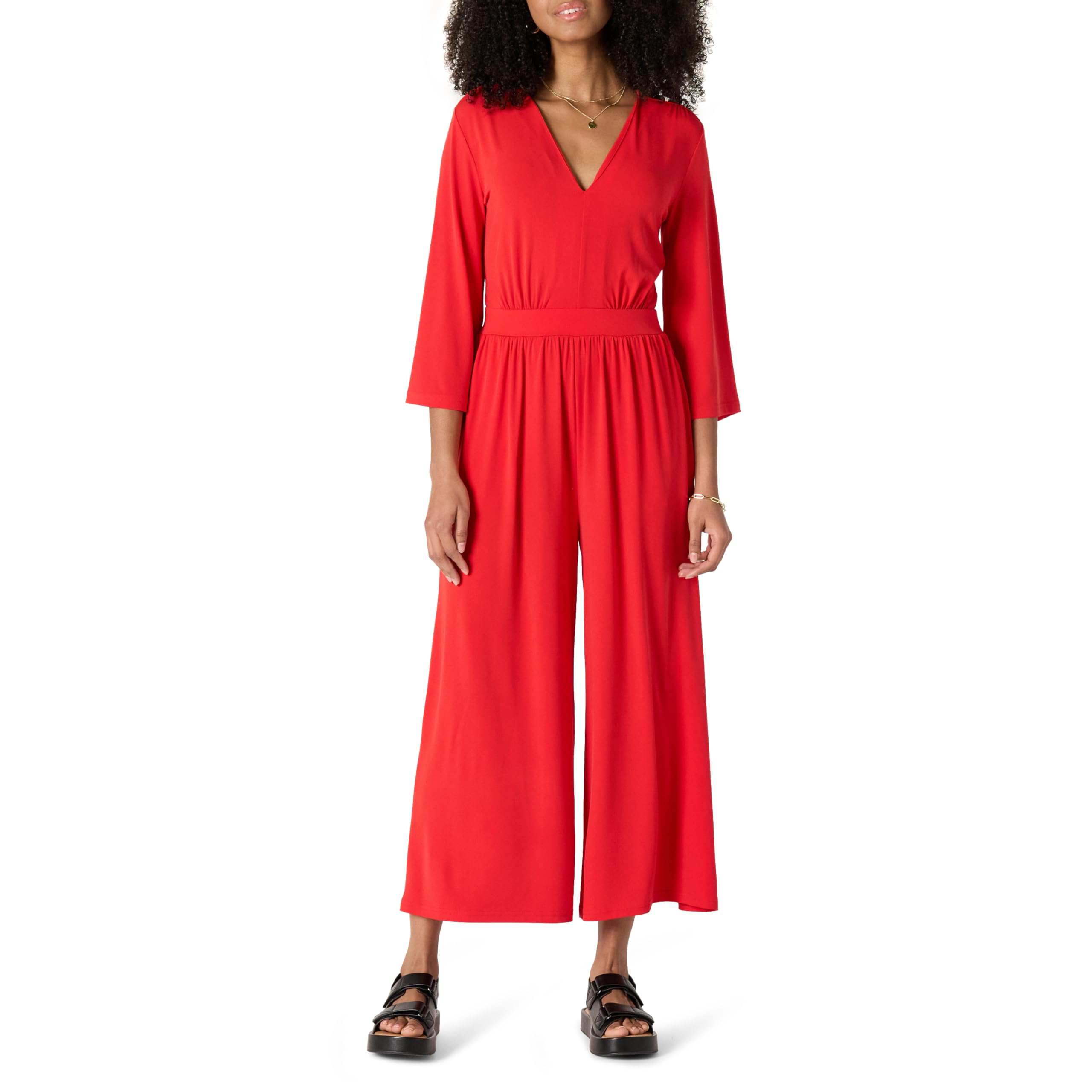 Photo 1 of *** SAME SIZE *** Amazon Essentials Women's Relaxed-Fit Matte Jersey Jumpsuit, Bright Poppy Red, X-Small