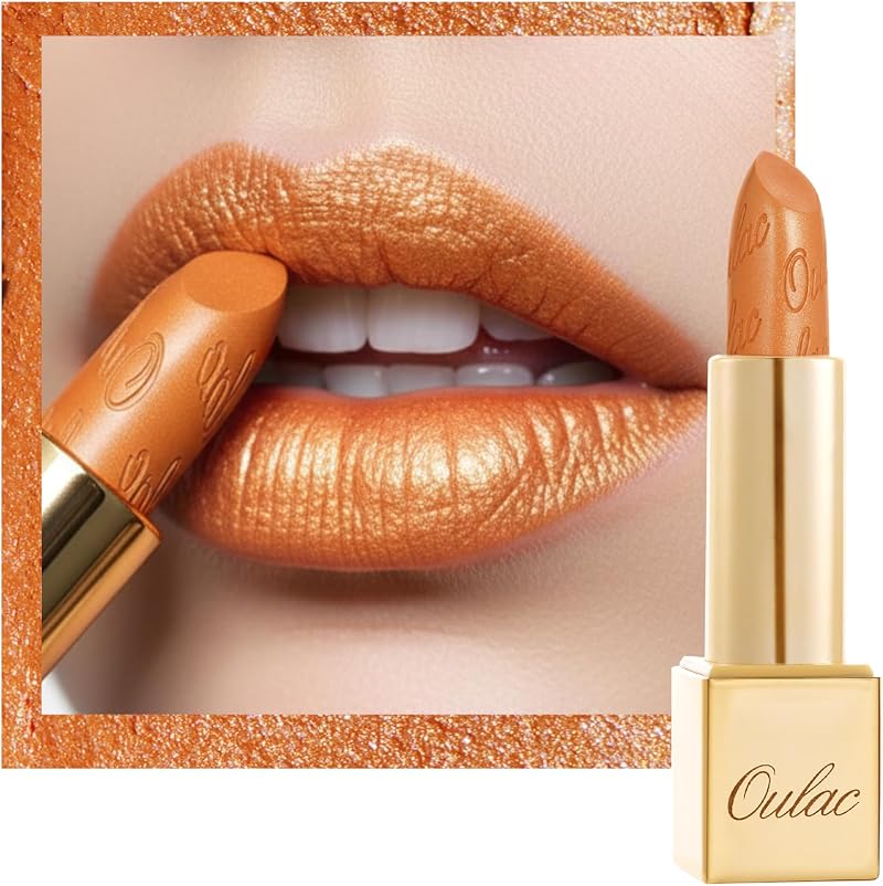 OULAC Metallic Shine Glitter Lipstick Orange Gold 4.3 g Vegan Cruelty Free