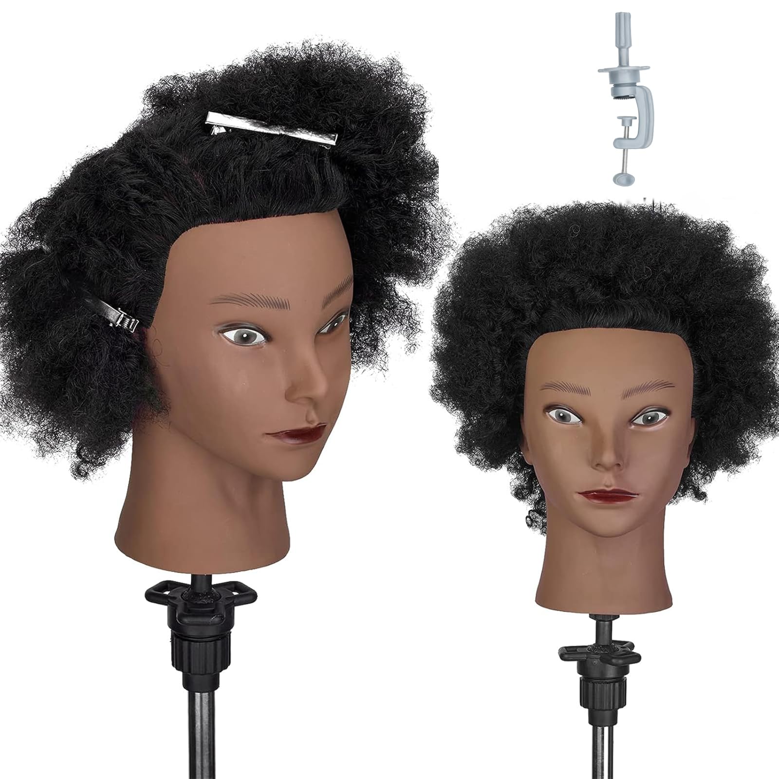 Mannequin Head Neverland Beauty 10 Inch 100% Human Hair Cosmetology Mannequin Training Head for Cornrow Braiding with Clamp Holder(Dark Brown)