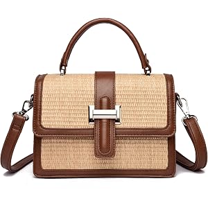 Micmores Straw Crossbody Bags for Women, Small Top Handle Purse with Adjustable Strap, Summer Travel Beach Shoulder Bag