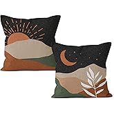 HIWX Boho Pillow Covers, Boho Sun Moon Mountains Decorative Pillowcase Throw Pillow Cover 18x18,Boho Throw Pillows,Boho Sun Desert for Sofa Bed Room Home Bedroom Decor Set of 2 Pillow Case