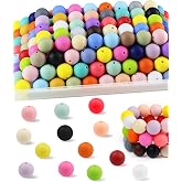 FIVEIZERO 150PCS 30 Colors 15mm Round Silicone Beads | 5 Each Color, Odorless, Seamless, Even Holes, Colorfast, Pre-drilled, For Keychains, Beaded Pens, Earrings, Phone Charms