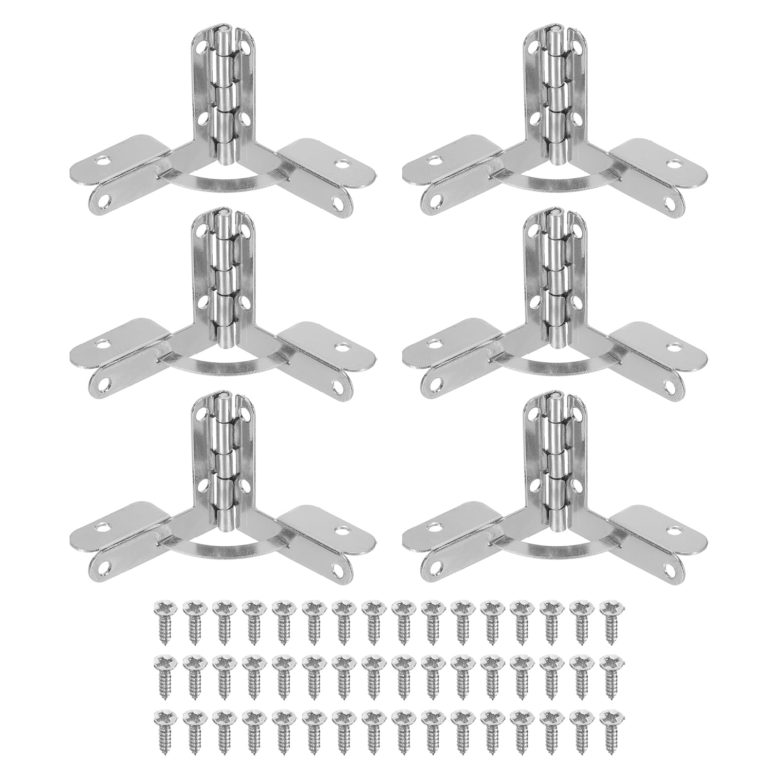 PATIKIL 90 Degree Folding Support Hinge 1.2" x 1.4", 6 Pack Furniture Box Hinges with Screws for Jewelry Wine Cabinet Wooden Box Drawer, Silver