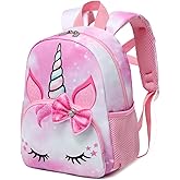 Octsky Toddler Mini Backpack for Girls Kids, Lightweight Preschool Kindergarten Little Girls Bookbag With Chest Strap