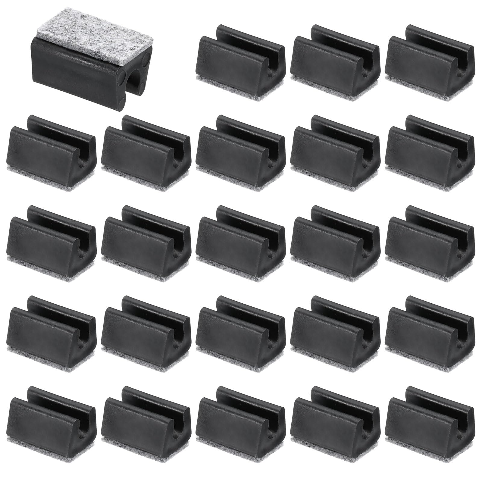 PATIKIL 8mm Rectangle Chair Leg Cover with Felt Pad, 24Pcs Slide Smoothly No Scratches No Noise Furniture Feet Hardwood Protectors Tips Floor Glides Tubing Caps for Office, Black Grey