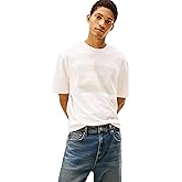 Tommy Jeans Mens Short Sleeve Solid Cotton Graphic T-Shirts with Distressed Flag Logo