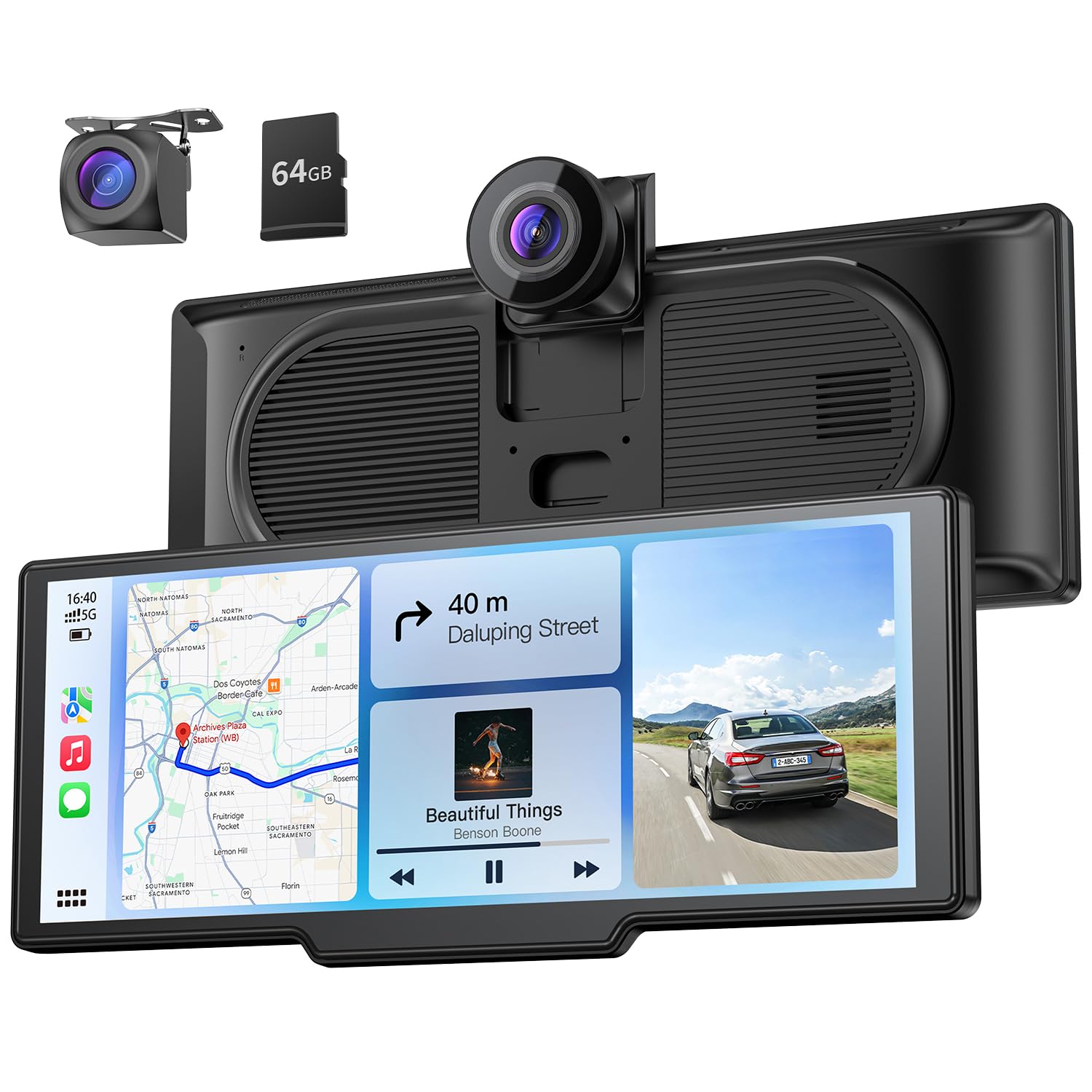 Photo 1 of 9.26" Carplay Screen with 4K Dash Cam & HD Backup Camera, Wireless Portable Car Play Screen for Apple CarPlay & Android Auto, OTA, Bluetooth 5.0, Mirror Link, Voice Control, GPS Navigation, FM