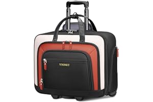 Ytonet Rolling Laptop Bag, Rolling Briefcase for Women with Lock, 17.3 Inch Carry On Laptop Bag with Wheels, Roller Bag with Insulated & Waterproof Pocket, Teacher Bag for Work Travel Business College