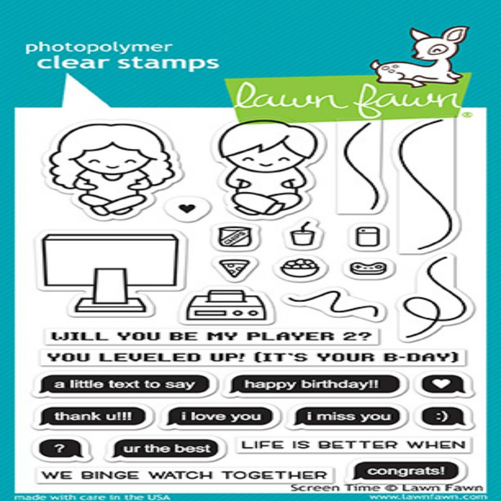 Lawn Fawn Clear Stamp Set Screen Time Set of 29 | 4" x 6"