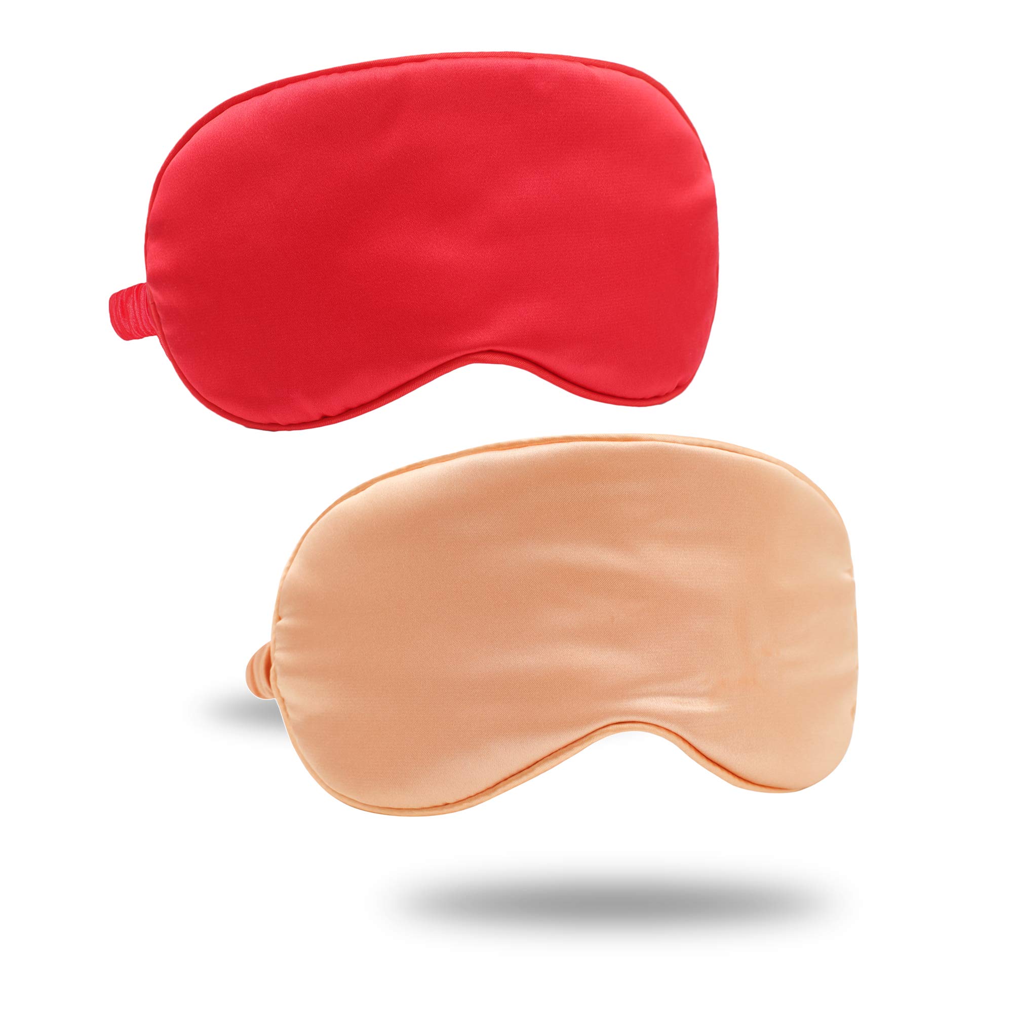 ZLYC Silk Satin Sleep Mask with Elastic Strap Travel Eye Sleeping Blindfold for Women Men (Red, Orange)