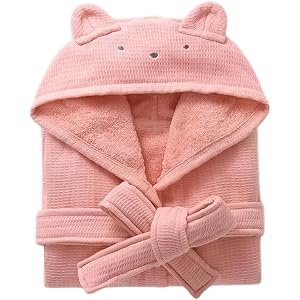SMIXLVY Girls Robe Terry cloth Bathrobe Towel Warm Bath Robes Spa 100% Cotton Absorbent Bathrobe Kids Gifts for 2-12 Years