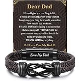 MEALGUET Mens Leather Bracelet Dad Gifts - Brown Braided Leather Infinity Knot Bracelets Engraved Love My Dad for Men, Daddy Jewelry Gift from Daughter Son for Father's Day Birthday