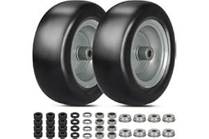 AREMAE 2 PCS 11x4.00-5" Lawn Mower Tires Flat Free,3/4" 5/8" 1/2" Bushing,3.4"-4"-4.5"-5" Centered Hub,Universal Fit Smooth Tread Tire for Zero Turn Lawn Mowers, with Universal Adapter Kit (Gray Rim)