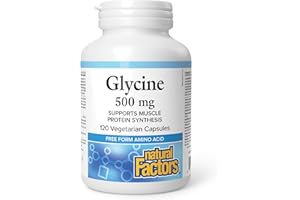 Natural Factors Glycine 1000 mg Per Serving (2 caps), 120 Vegetarian Capsules, Vegan, Non-GMO, Gluten-Free, Proudly Canadian