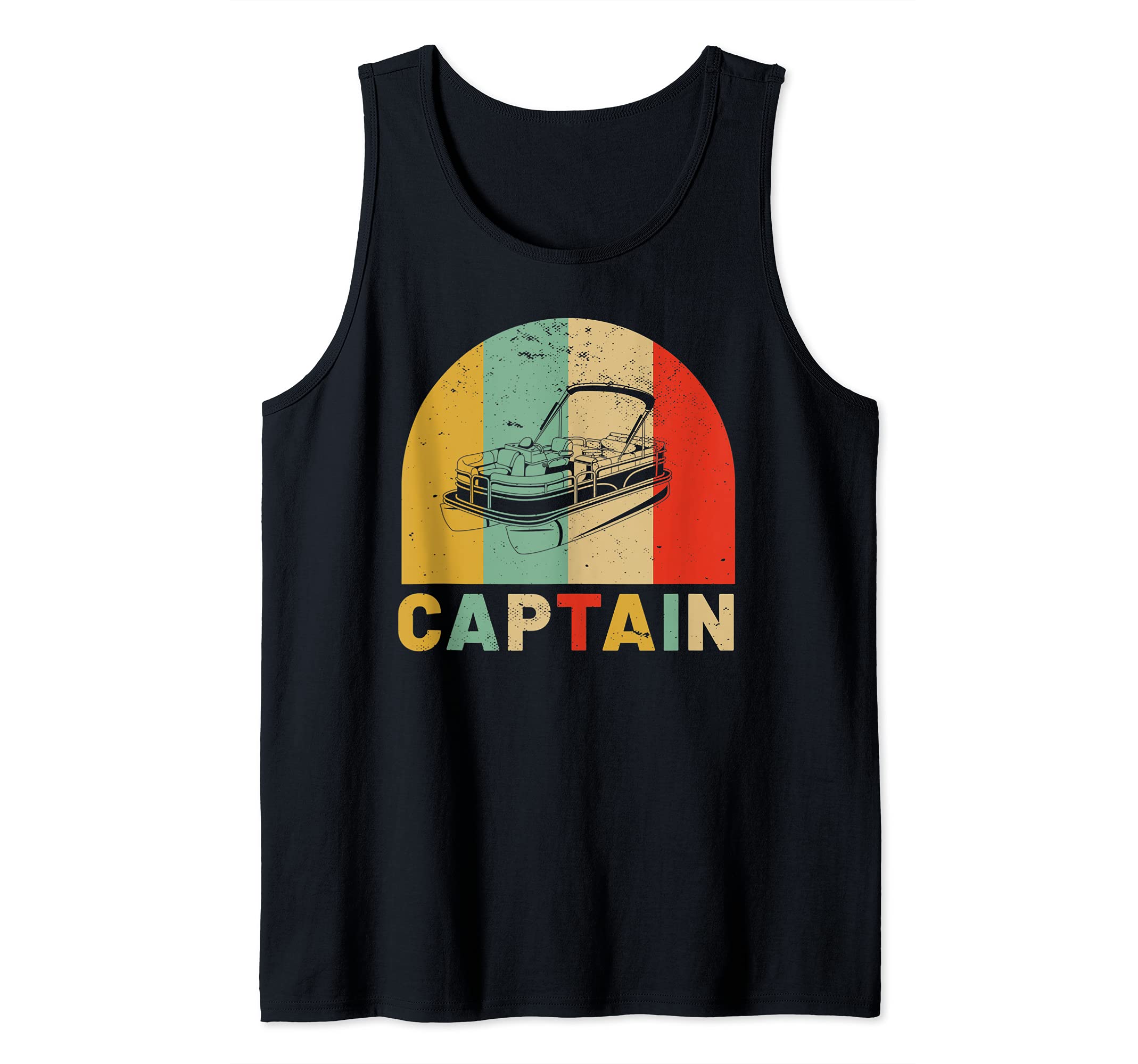 Pontoon Boat Captain Vintage Sunset Style Boating Tank Top