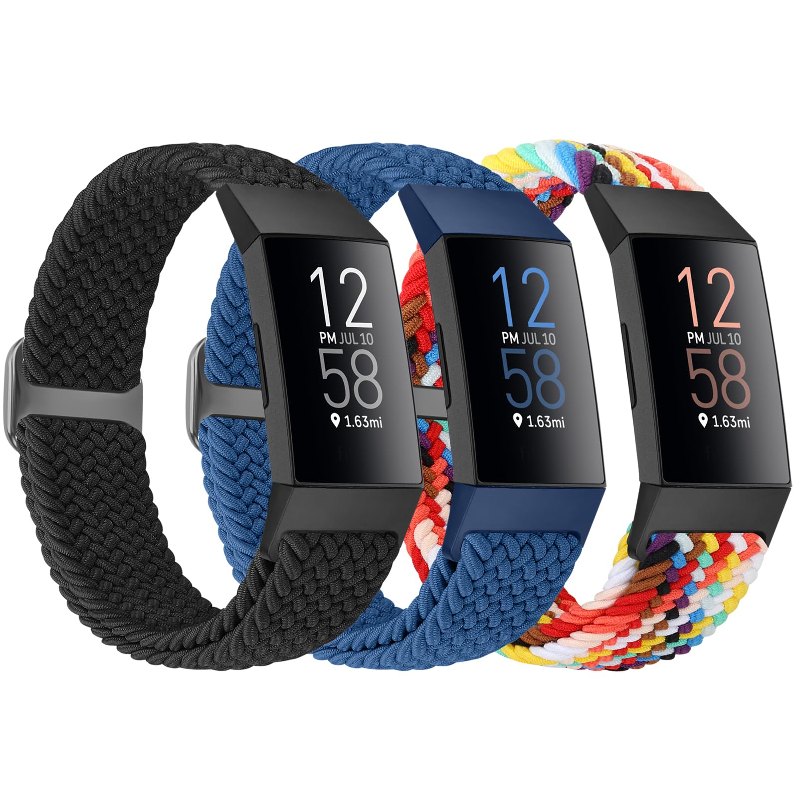 Photo 1 of Acortjl Braided Band Compatible with Fitbit Charge 4/Charge 3 Bands for Women Men, Adjustable Elastic Sport Soft Nylon Replacement Wristband for Fitbit Charge 4/Charge 3/SE, 3PCS