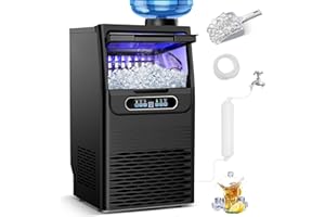 RAPSUAR Commercial Ice Maker Machine 100 Lbs/24H with 20Lbs Storage Bin, 36 Ice Cubes in 9-15 Mins, Dual Water Inlet Options, Stainless Steel Under Counter Freestanding Ice Machine for Home, Party, Office