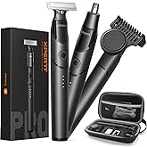 [2026 Upgraded] Beard & Nose Hair Trimmer Kit, [All-in-One] 12 in 1 Rotating Comb, Travel Body Hair Electric Shaver for Men, USB-C Fast Charging, Painless Razor Waterproof Wet/Dry, Black(Pack)
