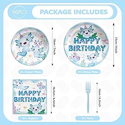 Grencian 96 Pcs Axolotl Birthday Party Supplies