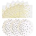 CENLBJ Disposable Paper Plates 100 Pack - White and Gold Paper Plates 50 x 9 & Gold Dot Napkins 50 x 6.5,Party Supplies for Weddings, Birthdays, Bridal Parties, All Occasions