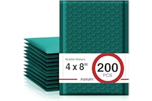 Fuxury Bubble Mailers 4x8" 200 Pack Self Seal Bubble Envelopes Padded Mailers Usable Size 4x7" Forest Green Padded Envelopes 