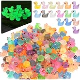 240Pcs Mini Resin Ducks, Luminous Tiny Duck Figurines Bulk, 16 Colors | Mini ducks for miniature characters, fairy micro landscape, aquarium, dollhouse and DIY decorative accessories