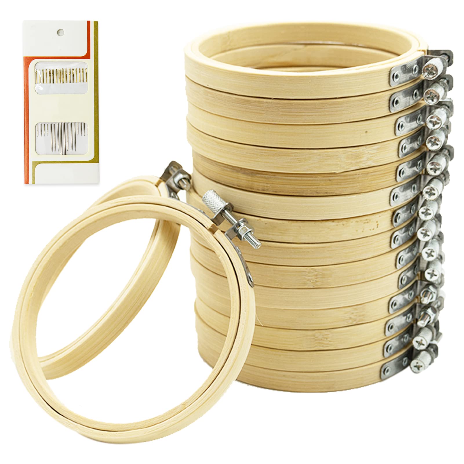 16 Pack 4 inch Mini Bamboo Circle,Embroidery Hoop Cross Stitch Hoop Ring for DIY Art Craft Handy Sewing — image 1