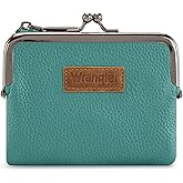 Montana West Wrangler Women's Wallet RFID Blocking Wallets Small Bifold Credit Card Holder with Kiss Clasp Turquoise