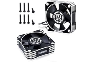 SURPASS HOBBY USA RC Motor Cooling Fan 35mm 21000RPM 8.4V Aluminum RC ESC Motor Cooling Fan for RC Car 1/8 1/10 Scale 3650 3660 3670 Brushless Motor (Black+Silver)