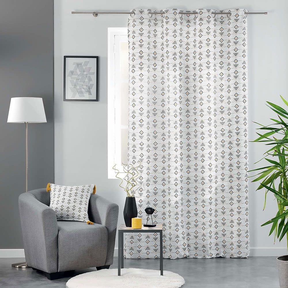 COTON d'intérieur Cotton Indoor Curtain, White, 140 x 240 cm