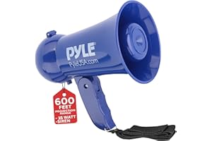 Pyle Portable Megaphone - Battery Operated Horn Loudspeaker with Siren, Built-in Dynamic Microphone Speaker, Adjustable Volum