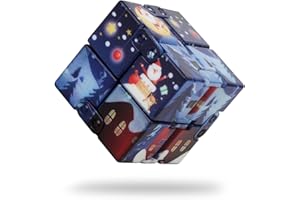 AOOGUEL Fidget Infinity Cool Cube Toys, Fidget Toy, Hand Held Magic Cubes, Anxiety Stress Relief, Sensory Toys, Birthday Gifts for Boys, Girls, Kids, Adults（Blue-Black）