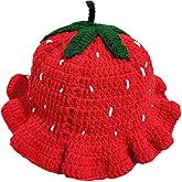 Handcrafted Strawberry Crochet Bucket Hat for Women 50-60cm All Ages Handmade Knitted Fishing Hat for Girls Headwear